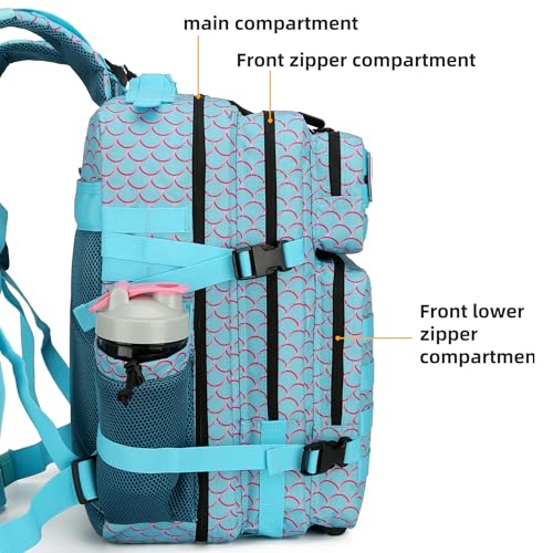 45L Military Tactical Backpack Hiking Backpacks Tactical Gear Camo Back Pack Army Molle Bag Rucksack Fitness Daypack - color: Mermaid