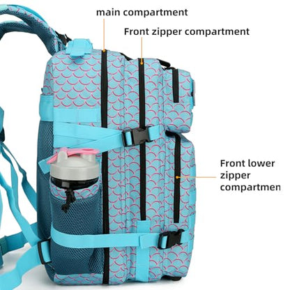 45L Military Tactical Backpack Hiking Backpacks Tactical Gear Camo Back Pack Army Molle Bag Rucksack Fitness Daypack - color: Mermaid