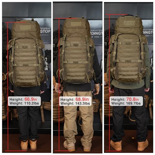 Mardingtop 70L Internal Frame Backpack for Hunting,Camping,Hiking Backpacking Backpack with Rain Cover - color: Khaki