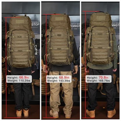 Mardingtop 70L Internal Frame Backpack for Hunting,Camping,Hiking Backpacking Backpack with Rain Cover - color: Khaki