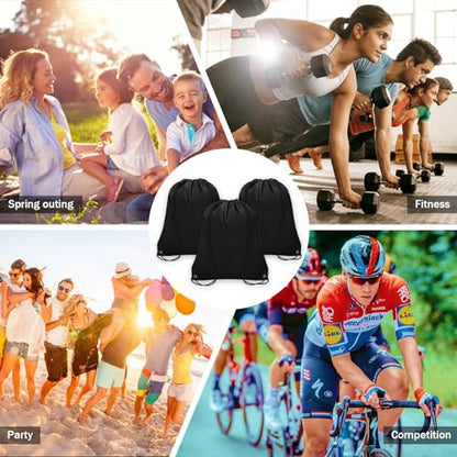 Grneric 50Pcs Drawstring Backpack Bulk Cinch Bag, Drawstring Bags Polyester for Gym Sports Beach Party Trip (Black) - color: Black