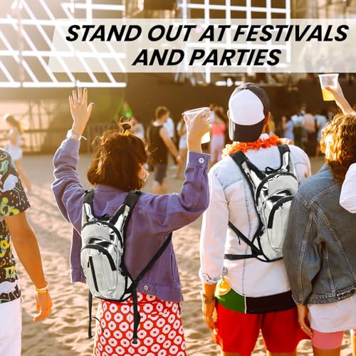 Nepest Hydration Pack Backpack for Women & Men, Lightweight Water Backpack with 2L Water Bladder for Hiking Cycling Running Biking - color: Holographic - Silvery