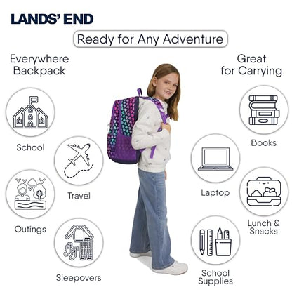 Lands' End Unisex Kids Large ClassMate Lightweight Durable Elementary School Backpack, Rose Violet - color: Rose Violet