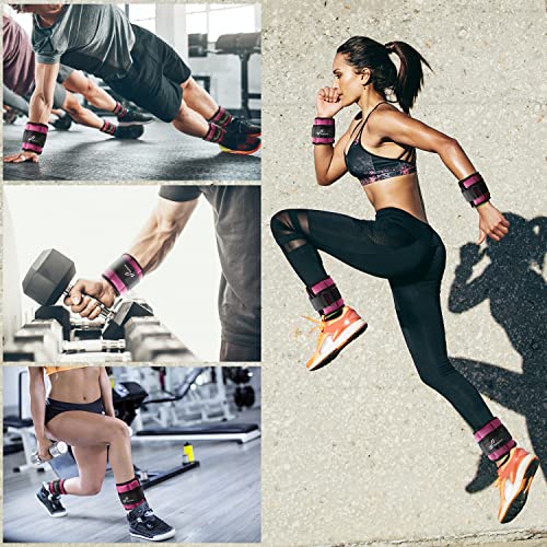 Sportneer Adjustable Ankle Weights for Women and Men 7 lbs/Pair Adjustable Leg Weights with Secure Straps, Strength Training Weighted for Yoga, Walking, Running, Aerobics, Gym, Physical Therapy - color: Pink