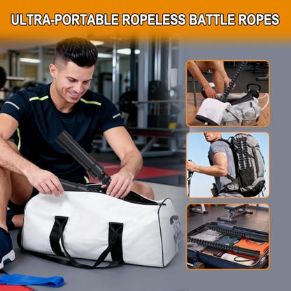 Ropeless Battle Ropes, Cordless Weighted Workout Ropes with Flexible Design, Low Impact Portable No Noise Fitness Equipment for Apartment Home Gym, Arm Training HIIT Cardio for Men & Women
