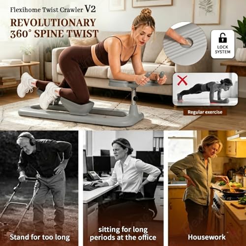 Twist Crawler V2 New Version, Spine Twist and Stretch Trainer, Home Gym - color: Grey