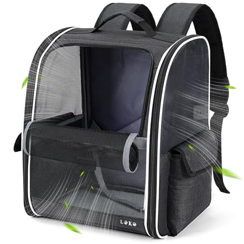 Lekereise Dog Carrier Backpack for Small Medium Large Dogs Cats up to 25 lbs, Breathable Pet Backpack Carrier with 3 Entrances, Collapsible Cat Backpack Carrier, Travel Hiking Puppy Backpack - color: Black, size: 14.2"L x 11.8"W x 16.9"H