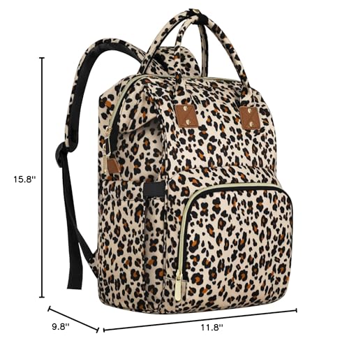 Femuar Diaper Bag Backpack Multifunction Maternity Diaper Bag for Baby Girls & Boys Large Capacity Travel Nappy Bags Leopard Print - color: Leopard Print