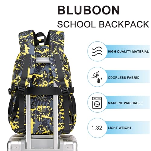 Bluboon Kids Backpack Boys Camo Bookbag Teens Elementary School Bag Daypack Travel Back Pack Middle school (Boy-Yellow camo) - color: Boy-yellow Camo