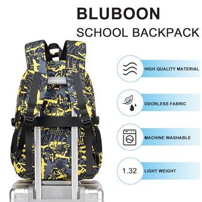 Bluboon Kids Backpack Boys Camo Bookbag Teens Elementary School Bag Daypack Travel Back Pack Middle school (Boy-Yellow camo) - color: Boy-yellow Camo