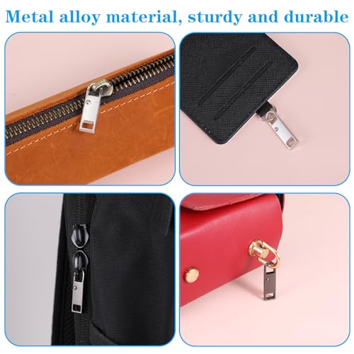 10PCS Zipper Pull, Metal Zipper Pull Replacement Detachable Tabs Repair Kit for Luggage Clothing Backpacks Boots and Jackets Black+Silver