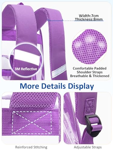 Extra Large Clear Backpack with TSA Lock, Heavy Duty Transparent See Through Clear Bookbag for College, Work, Travel, Casual Sport, Purple - color: Purple