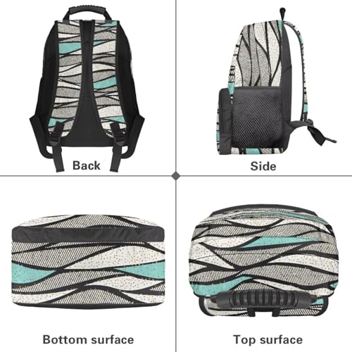 Fully Printed Stylish School Backpack for Teens & Adults - Fit 15.6 Inch Laptop Backpack with 2 Side Water Bottle Pockets for High School/College Supplies, Abstract Wave Stripe Print - color: Abstract Wave Stripe Print