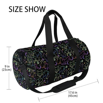 MNSRUU Sports Duffel Bags, Witchcraft Black Cats Athletic Gym Bag Overnight Workout Travel Tote Luggage for Men Women Yoga - color: Cat TH0029