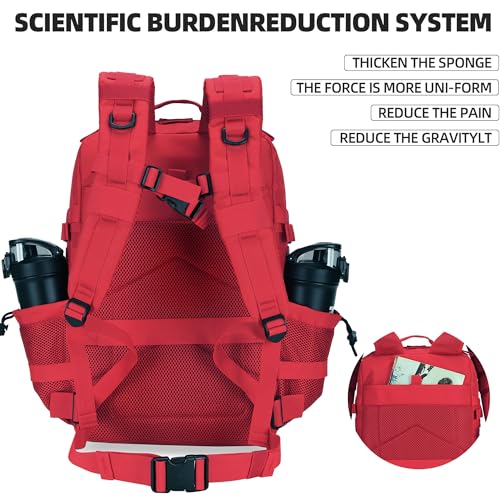 Lovelinks21 45L Tactical Assault Backpack 3 day assault pack with Molle Waterproof backpack Rucksack for Tactical Backpacks (Red) - color: Red
