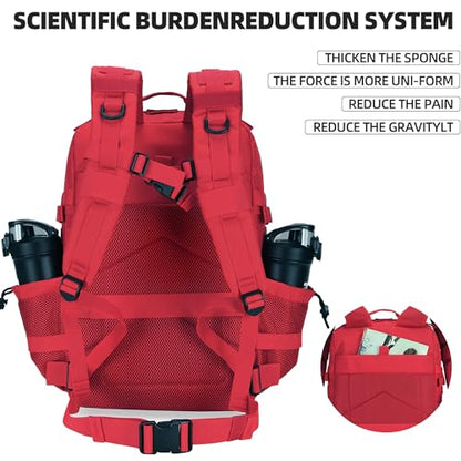 Lovelinks21 45L Tactical Assault Backpack 3 day assault pack with Molle Waterproof backpack Rucksack for Tactical Backpacks (Red) - color: Red