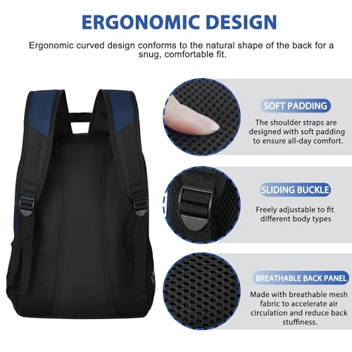LARIPOP Soccer Backpack with Ball Holder & Shoe Compartment Large Capacity Sports Bag for Training - color: Dark Blue