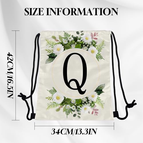 Initial Letter Drawstring Backpack String Sports Gym Bags Waterproof Sackpack Cute for Men Women Beach (13"×17") (Letter-Q) - color: Letter-q