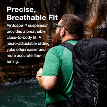 Osprey Talon 22L Men's Lightweight Hiking Backpack - Small Daypack for Travel & Camping, Black/Coal Grey, Extended Fit - color: Black/Coal Grey, size: 22L - Extended Fit