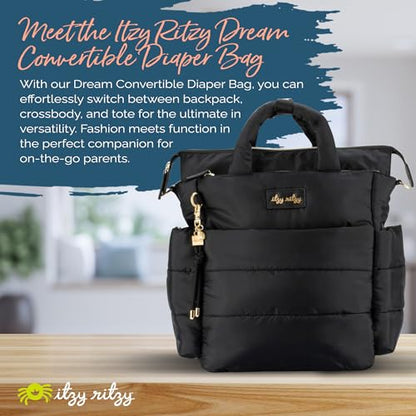 Itzy Ritzy Dream Convertible Diaper Bag Tote Backpack - Baby Diaper Bag with 14 Pockets, Changing Pad & More (Midnight Black) - color: Midnight Black
