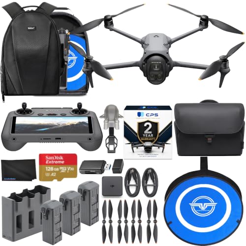 DJI Mavic 4 Pro Drone Fly More Combo 6K60 HDR, 100MP, 51-Min Max Flight Time, 18.6-Mile Range, ActiveTrack 360 Subject/Vehicle Tracking, Omnidirectional Avoidance Bundle with 128GB Memory, 2 Year CPS Warranty, Backpack, Bundle It Better Lens Cloth + More