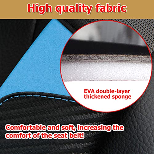 AUCELI 2PCS Car Seat Belt Cover, Carbon Fiber Seatbelt Shoulder Strap Covers, Breathable Leather Soft Harness Pad Protect Your Neck and Shoulder Compatible with Cars - color: Black/Blue