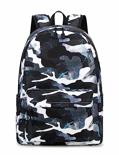 Lmwzh Backpack For Boys Girls Elementary Waterproof teen School Bags Kids Bookbag Lightweight Camo Black - color: Black