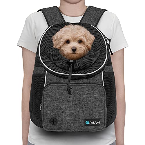 PetAmi Adjustable Dog & Cat Chest Carrier Backpack, Ventilated for Hiking & Camping, Small to Large Pets Up to 15 lbs, Dark Gray - color: Dark Gray, size: Large (15.5x9x18)