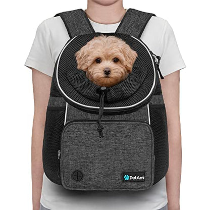 PetAmi Adjustable Dog & Cat Chest Carrier Backpack, Ventilated for Hiking & Camping, Small to Large Pets Up to 15 lbs, Dark Gray - color: Dark Gray, size: Large (15.5x9x18)
