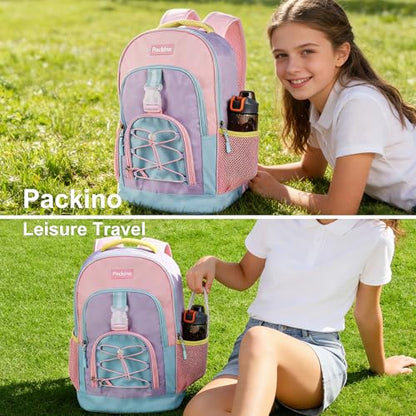 School Backpack for Teen Girls Bookbags, Large Capacity Water Resistant Laptop Bags Elementary High School Women Travel Daypacks - color: Pink&blue