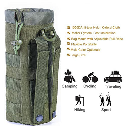 Upgraded Tactical Drawstring Molle Water Bottle Holder Tactical Pouches - color: Army Green