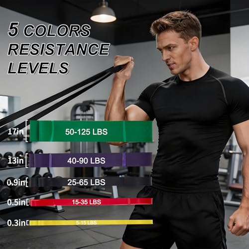 Garvee Pull Up Assistance Bands, 4/5-Pack Resistance Bands Set, Natural Latex Exercise Bands for Strength Training, Stretching, Physical Therapy, Home Gym for Women Men - color: Regular 15-125 lbs
