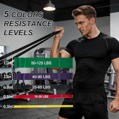 Garvee Pull Up Assistance Bands, 4/5-Pack Resistance Bands Set, Natural Latex Exercise Bands for Strength Training, Stretching, Physical Therapy, Home Gym for Women Men - color: Regular 15-125 lbs