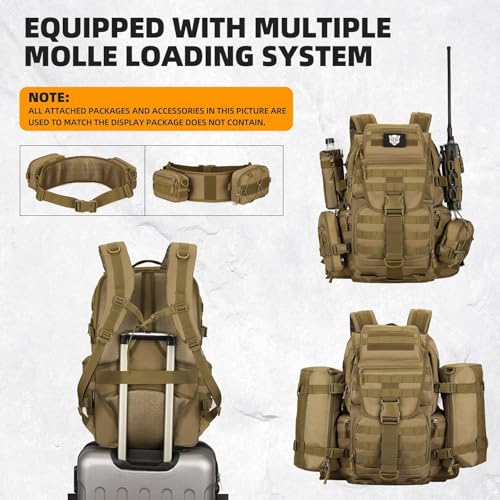50L Military Tactical Backpack 3 Day Assault Pack Molle Daypack Hiking Backpack for Men and Women - color: Khaki 1