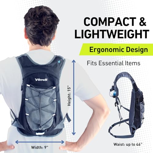 VibrelliVibrelli Hydration Backpack & 2L Hydration Bladder - High Flow Bite Valve - Hydration Pack for Cycling, Running, Hiking - color: Black