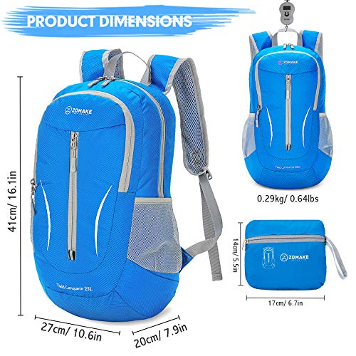 ZOMAKE Ultra Lightweight Packable Backpack 25L, Foldable Hiking Backpacks Water Resistant Small Folding Daypack for Travel(Dark Blue-NEW) - color: Dark Blue-a