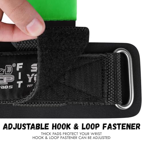 Weight Lifting Rod Hooks Heavy Duty Wrist Wraps Power Weight Lifting Training Gym Grips Straps Set of 2 - color: Lime, size: WOMEN-Wrist Size Small/Medium