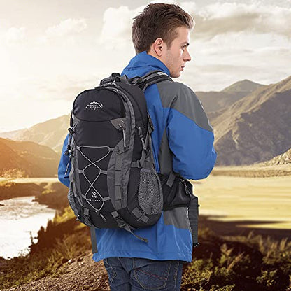 INOXTO lightweight Hiking Backpack 35L/40L Hiking Daypack with Waterproof Rain Cover for Travel Camping Outdoor Men and Women - color: 40l Black