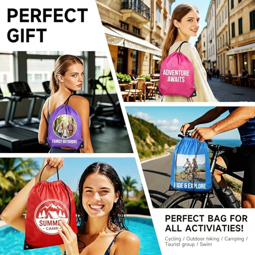 Custom Drawstring Bags With Logo, 2 Pcs Personalized Drawstring Backpacks Bulk String Bag for Travelling, Gym and for Everyday Use - color: Orange