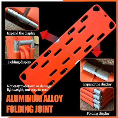 Folding Spine Board Stretcher with Safety Straps, EMS Medical Folding Stretcher, Floating Design for Emergency Patient Transfer and Water Rescue Operations(4Folds) - size: 4Folds
