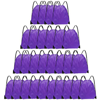 Grneric Drawstring Bags 28 PCS Drawstring Backpack Bulk String Backpack Cinch Bag Sackpack for Men Women Gym (Purple) - color: Purple