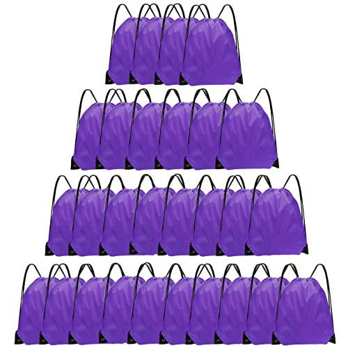 Grneric Drawstring Bags 28 PCS Drawstring Backpack Bulk String Backpack Cinch Bag Sackpack for Men Women Gym (Purple) - color: Purple