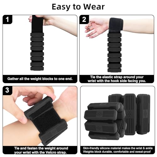 Pilates Wrist Ankle Weights for Women(1Lbs Each)，Adjustable Straps for Walking,Yoga, Dance and Gym