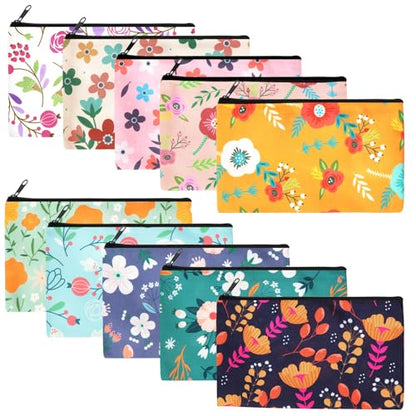 Reginary 20 Pcs Makeup Bags Gifts for Women Canvas Cosmetic Bags with Zipper Mothers Day Bulk Gift Travel Purse Organizer Pouch Accessory, Toiletry Large Capacity,7 x 4.3 Inch - style: Flower