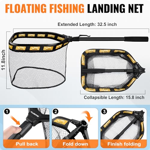 PLUSINNO Fishing Gear,Full Fishing Pole kit Include Fishing Rod and Reel Combo, Tackle Box with Fishing Lures, Fishing Accessories, Fishing Pliers,Fishing Gifts for Men with Fishing Tool Kit - style: Orange Fishing Combo With Fishing Net