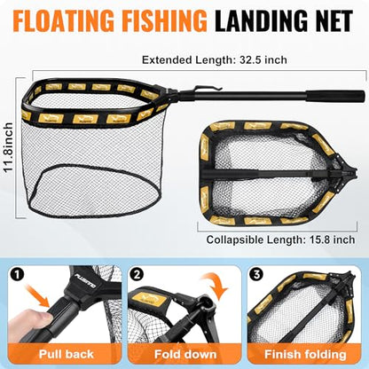 PLUSINNO Fishing Gear,Full Fishing Pole kit Include Fishing Rod and Reel Combo, Tackle Box with Fishing Lures, Fishing Accessories, Fishing Pliers,Fishing Gifts for Men with Fishing Tool Kit - style: Orange Fishing Combo With Fishing Net