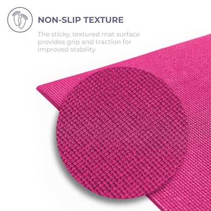 Voyage Yoga Mat, 6 Pack, 72" x 24" Professional Studio and Gym Bulk Yoga Mats, 5mm Thick, Durable, Anti-Tear, Non Slip Fitness and Exercise Mats - color: Fuchsia