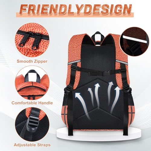 Basketball Backpack Set for Boys, Kids Basketball Backpack for School with Lunch Box and Pencil Case Coin Purse, School Bookbag for Boys - color: Basketball
