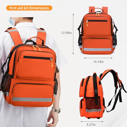 First Aid Bag Empty Madical Bag Responder Trauma Backpack,Medical Backpack,Medical Emergency Kits Storage Pack for EMT, EMS - color: Orange