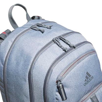 adidas Prime 7 Backpack for Laptop, School and Travel, 37L - color: Twill Grey/Grey/Better Scarlet/2